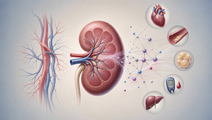 Simplified kidney with connected vascular and molecular nodes showing IgA nephropathy overlap
