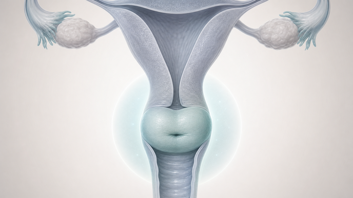 Simplified cervix and lower uterus illustration representing cervical cancer screening
