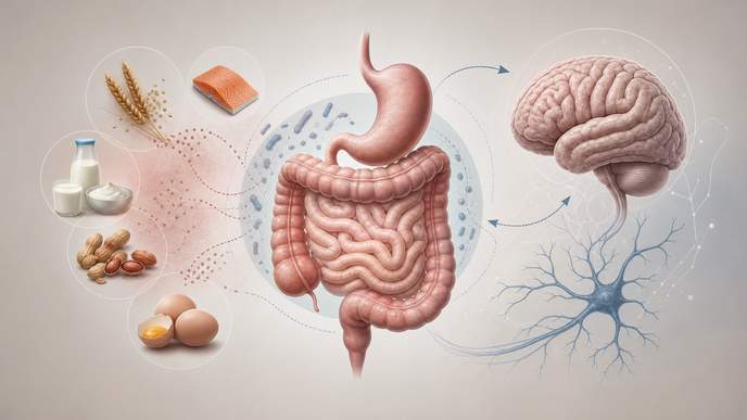 Simplified digestive tract illustrating non coeliac gluten sensitivity with overlapping gut brain interaction concepts