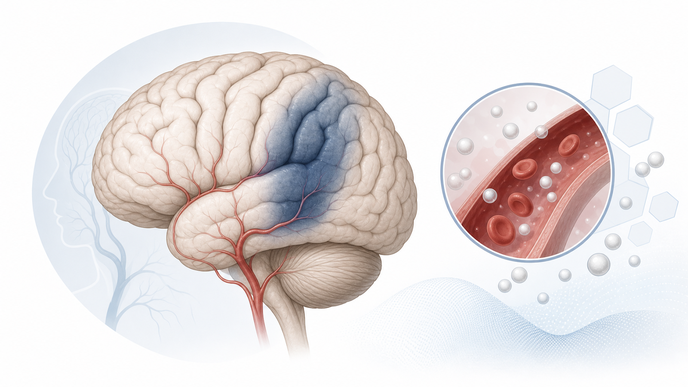 Simplified brain with ischemic territory and glucose cue in acute ischemic stroke