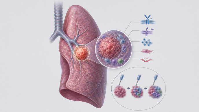 Stylized lung showing EGFR mutant non small cell lung cancer resistance biomarkers