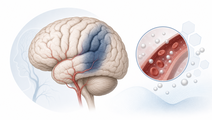Simplified brain with ischemic territory and glucose cue in acute ischemic stroke