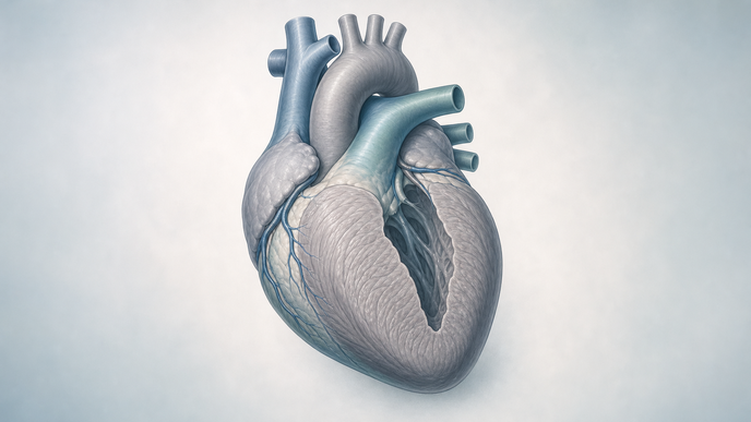 Illustrated heart with thickened ventricular muscle representing nonobstructive hypertrophic cardiomyopathy studied in the
