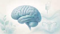 Simplified resting brain with sleep wave contours representing insomnia care during gynecological cancer chemotherapy