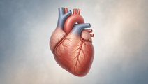 Illustrated heart and coronary arteries representing cardiovascular risk in the VESALIUS CV evolocumab mortality analysis