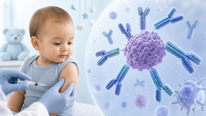 Stylized infant immune response to pertussis vaccine antigen with antibody molecules