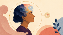 Simplified brain with treatment resistant depression and a psilocybin capsule icon