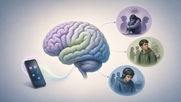 Simplified adolescent brain with psychosocial clusters and smartphone use in psychiatry