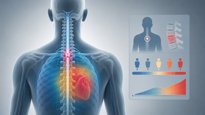 Simplified spinal cord and cardiac risk illustration for traumatic spinal cord injury ICU prediction