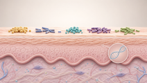 Simplified infant skin crosssection showing microbiome differences in atopic dermatitis and food allergy