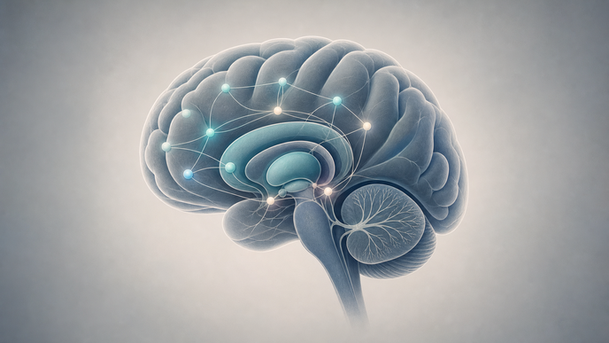 Simplified brain illustration with highlighted neural connections representing ADHD in a mortality risk analysis