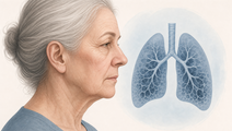 Facial wrinkle contours with subtle lung icon representing COPD assessment