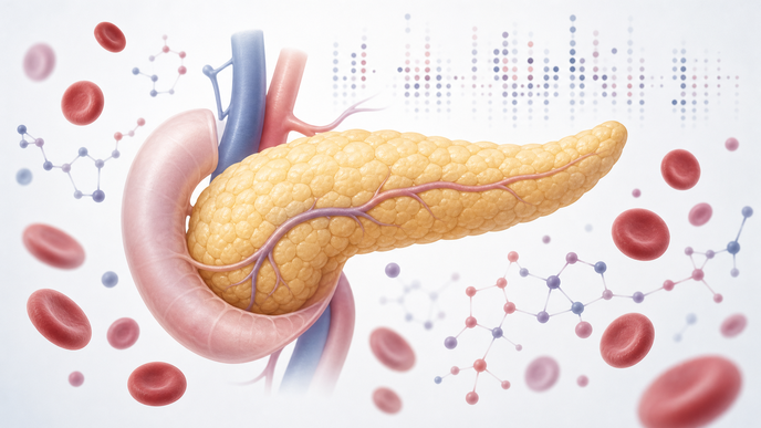 Pancreas with blood cell and molecular signal cues representing early pancreatic cancer screening