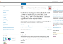 Cholesterol Management in US Adults with ASCVD in the Family Heart Database During 2022 23 Current State of Care and Opport