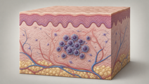 Cutaneous T cell lymphoma cells within skin layers illustrating mycosis fungoides