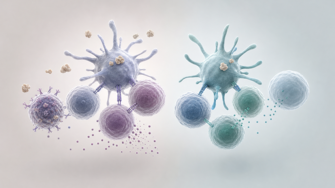Simplified allergen responsive immune cells illustrating food allergy and tolerance classification in infant research