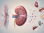 Simplified kidney with connected vascular and molecular nodes showing IgA nephropathy overlap