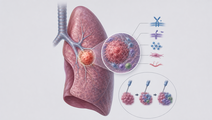 Stylized lung showing EGFR mutant non small cell lung cancer resistance biomarkers
