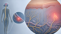 Illustration of fragmented peripheral nerve fibers representing small fiber neuropathy