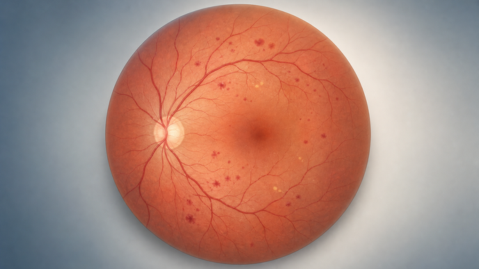 Illustrated retina with subtle microvascular lesions associated with early nonproliferative diabetic retinopathy