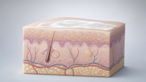 Illustrated skin cross section with topical cream representing potentially undeclared clobetasol in online OTC products