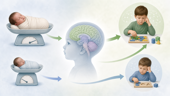 Developing pediatric brain and birth weight scale representing later executive function