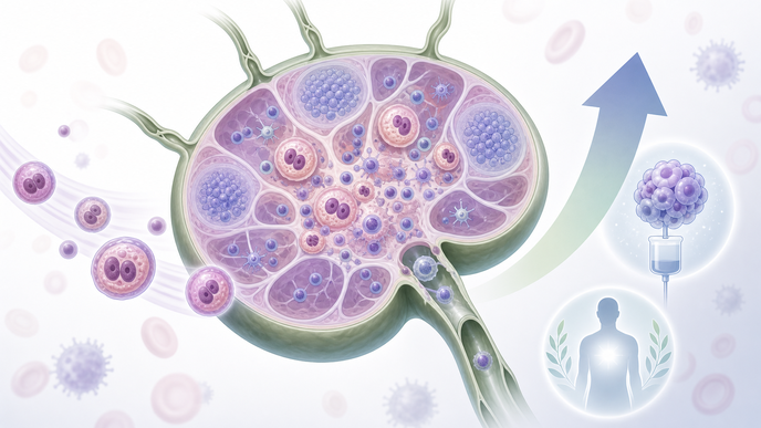 Simplified lymph node with classical Hodgkin lymphoma cells and transplant outcome improvement cue