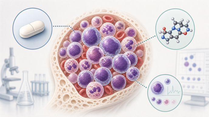 Bone marrow leukemia cells with posaconazole and venetoclax interaction concept