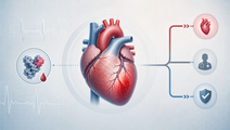 Stylized heart with troponin biomarker cue for emergency department myocardial infarction triage