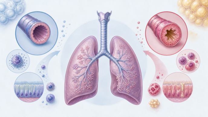 Pediatric asthma airway illustration showing variable treatment response in children with obesity