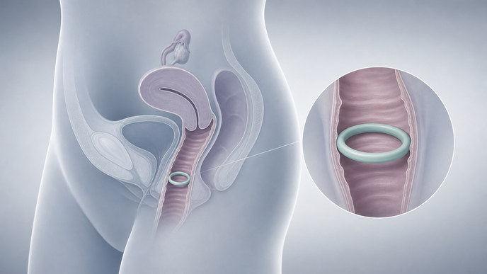 Simplified vaginal anatomy showing an intravaginal TDFFTC ring for local HIV PrEP drug delivery