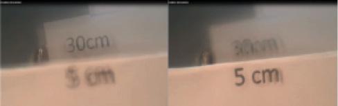 Figure 2. Images taken through the preliminary prototype showing 16.00 D of power change (in air) using 0.7 g of axial force.